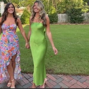 NWT Bec + Bridge Moon Dance Green Strapless Maxi Dress